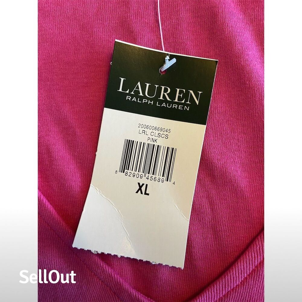 Lauren Ralph Lauren Women's V-Neck Blouse Pink XL 3/4 Sleeve Casual - Picture 6 of 6